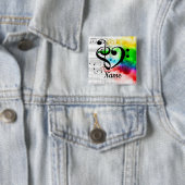 トレブルクレフ、 音符記号ベースクレフ、 音符記号音楽ハートカスタマイズ 缶バッジ (インサイチュ)