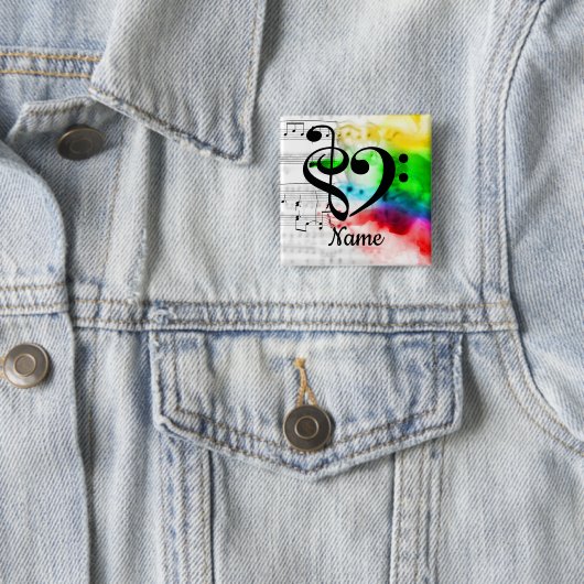 トレブルクレフ、 音符記号ベースクレフ、 音符記号音楽ハートカスタマイズ 缶バッジ (インサイチュ)