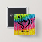 トレブルクレフ、 音符記号ベースクレフ、 音符記号音楽ハートカスタマイズ 缶バッジ (正面&裏面)