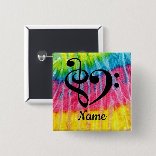 トレブルクレフ、 音符記号ベースクレフ、 音符記号音楽ハートカスタマイズ 缶バッジ (正面&裏面)