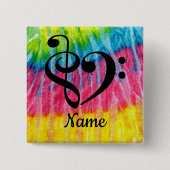 トレブルクレフ、 音符記号ベースクレフ、 音符記号音楽ハートカスタマイズ 缶バッジ (正面)