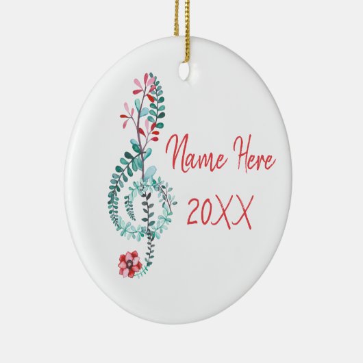 トレブルクレフ、 音符記号ミュージシャンギフトミュージックカスタムフローラ セラミックオーナメント (右)