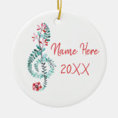 トレブルクレフ、 音符記号ミュージシャンギフトミュージックカスタムフローラ セラミックオーナメント (正面)