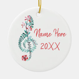 トレブルクレフ、 音符記号ミュージシャンギフトミュージックカスタムフローラ セラミックオーナメント