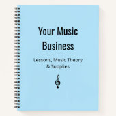 トレブルクレフ、 音符記号ミュージシャンライトブルーミュージックビジネス ノートブック (正面)