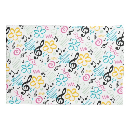 トレブルクレフ、 音符記号ミュージックノートバンドオーケストラ90sスタイル 枕カバー (裏面)