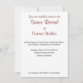 トレブルクレフ、 音符記号リサイタル 招待状 (裏面)