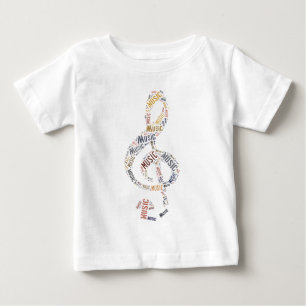 トレブルクレフ、 音符記号ワードアート ベビーTシャツ
