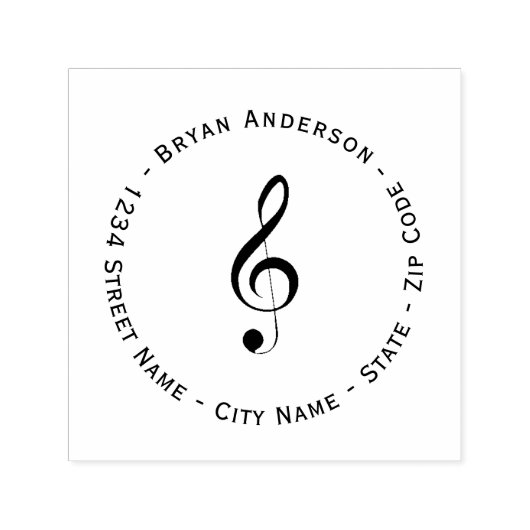 トレブルクレフ、 音符記号差出人住所自己インキングスタンプ セルフインキングスタンプ (デザイン)