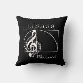 トレブルクレフ、 音符記号楽譜とフィボナッチスパイラル クッション (裏面)