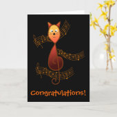 トレブルクレフ、 音符記号猫 カード (黄色い花)