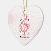 トレブルクレフ、 音符記号赤いスクロール加工ソル注記鍵 セラミックオーナメント (左)