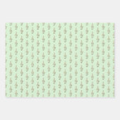 トレブルクレフ、 音符記号音楽をテーマにしたクリームグリーンピンクセット3 ラッピングペーパーシート (正面2)