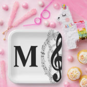 トレブルクレフ、 音符記号音符ミュージシャンモノグラム正方形st ペーパープレート (パーティー)