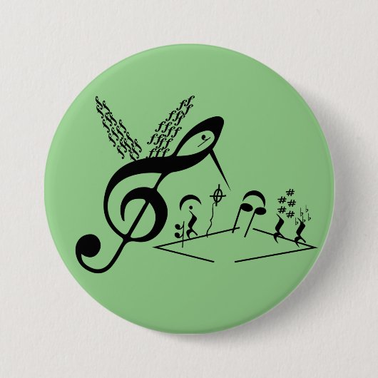 トレブルクレフ、 音符記号，ハミングバード，音楽の記号，音楽 缶バッジ (正面)