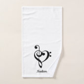 トレブルクレフ、 音符記号&ベースクレフ、 音符記号ハート バスタオルセット (ハンドタオル)