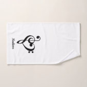 トレブルクレフ、 音符記号&ベースクレフ、 音符記号ハート バスタオルセット (ハンドタオル)