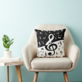 トレブルスタイリッシュクレフ、 音符記号ウェーブブラックアンドホワイト クッション (椅子)