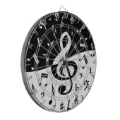 トレブルスタイリッシュクレフ、 音符記号ウェーブブラックアンドホワイト ダーツボード (正面左)