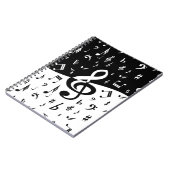 トレブルスタイリッシュクレフ、 音符記号ウェーブブラックアンドホワイト ノートブック (左側)