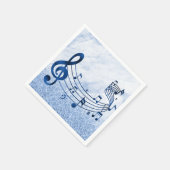 トレブルスタイリッシュクレフ、 音符記号音符ブルーグリッター スタンダードカクテルナプキン (角)