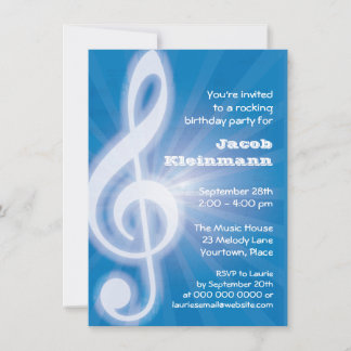 トレブル白熱［赤熱］光を放つクレフ、 音符記号パーティー 招待状