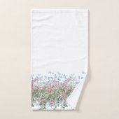 トレリスかわいらしのピンクの野生のバラと葉 バスタオルセット (ハンドタオル)