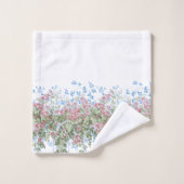 トレリスかわいらしのピンクの野生のバラと葉 バスタオルセット (ウォッシュタオル)