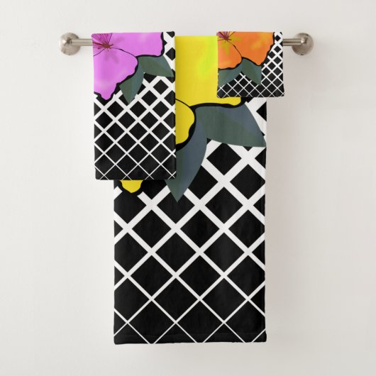 トレリスに咲くオレンジ&イエロー&ピンクの花 バスタオルセット (インサイチュ)