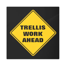 トレリスの作業を先にクラシック黄色の道路標識 メタルプリント