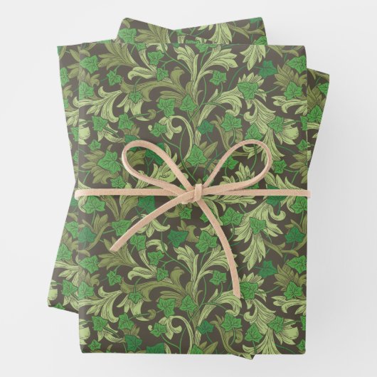 トレリスビクトリアンで育つヴィンテージグリーンアイビー ラッピングペーパーシート (インサイチュ)