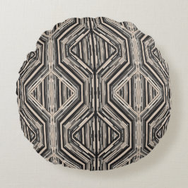 トレリスモダンストライプの正方形とダイヤモンド ラウンドクッション
