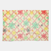 トレリス付きの黄色い背景の雪 キッチンタオル (横)