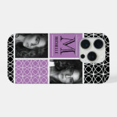 トレリス模様フォトコラージュ&モノグラム iPhoneケース (裏面横)