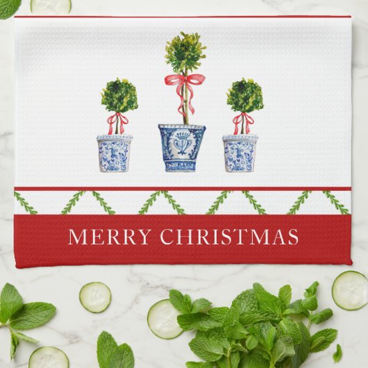 トレリス・クリスマスを持つボクウッド・トピアリー キッチンタオル (折り畳み)