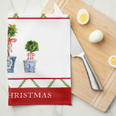 トレリス・クリスマスを持つボクウッド・トピアリー キッチンタオル (四つ折り)