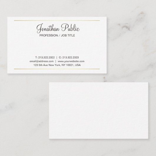 トレンシンプルグ型プレーンエレガントデザインモダン 名刺 (正面/裏面)