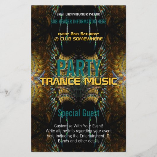 トレンスフラクタル金ゴールド羽パーティーフライヤー チラシ (正面)