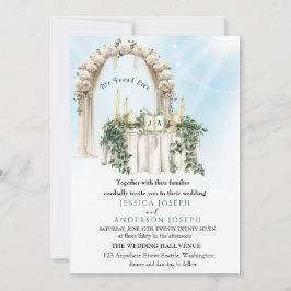 トレンズィー スタイリッシュ グリーン ウェディング フラワードア 招待状