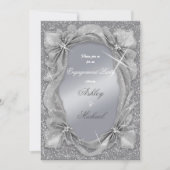 トレンディでおしゃれなシルバー、ファッショナブルなエンゲージメントパーティー 招待状 (正面)