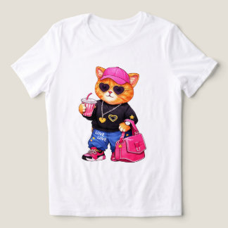 トレンディでかわいい猫のグラフィックTシャツ 女性用 トライブレンドＴシャツ