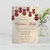 トレンディでエレガントな赤いクリスマスボール、クリスマスパーティー 招待状 (スタンド正面)