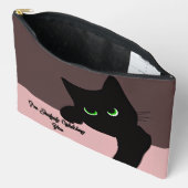トレンディなのぞき黒猫モノグラム アクセサリーポーチ (見開き)