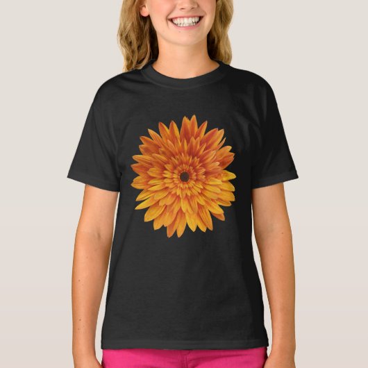 トレンディなひまわりの花柄  Tシャツ (正面)