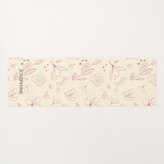 トレンディなカスタマイズピンクの花模様がベージュクリーム ヨガマット (裏面(横))