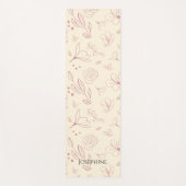 トレンディなカスタマイズピンクの花模様がベージュクリーム ヨガマット (正面)