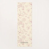 トレンディなカスタマイズピンクの花模様がベージュクリーム ヨガマット (裏面)