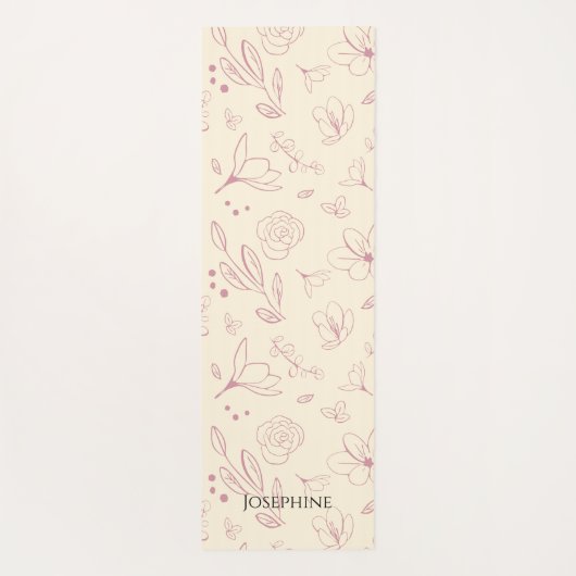 トレンディなカスタマイズピンクの花模様がベージュクリーム ヨガマット (裏面)