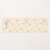 トレンディなカスタマイズピンクの花模様がベージュクリーム ヨガマット (正面(横))