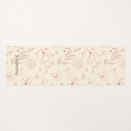 トレンディなカスタマイズピンクの花模様がベージュクリーム ヨガマット (正面(横))